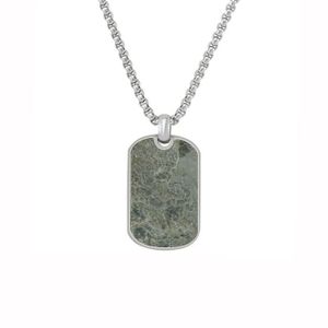 Collier Maille Boule Fossil - Pendentif Plaque Militaire Argenté