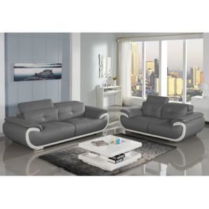 Canapé 32 Places En Cuir Smiley Gris Et Blanc Achat