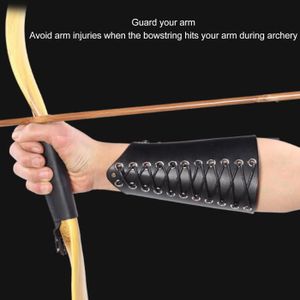 ShenMo Protège bras en cuir pour tir à l'arc noir protection adulte et  jeune Ensemble bracelet de protection de bras en cuir pour tir à l'arc  classique tir et chasse, réglable 