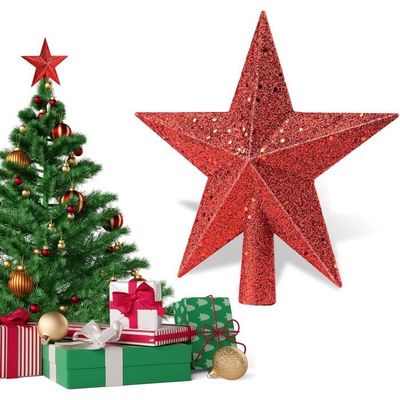 Ototon - Étoile Scintillante Pour Sommet De Sapin De Noël, Décoration De Fête, 20 Cm, Rouge - 9