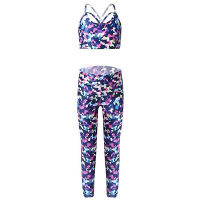 Tenue De Sport Fille - Débardeur Soutien-gorge Et Leggings Camouflage - Taille 4 à 16 Ans - Pour Gym, Yoga, Danse