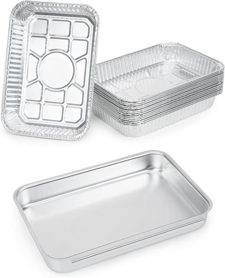 Ulalaza 30 PCS Carrés 19X14X4 Cm Plateaux Jetables En Papier D'aluminium Pot En Aluminium Plateaux à Rôtir Conteneurs Pour La Cuisson Cuisson Stockage Congelé Des Aliments