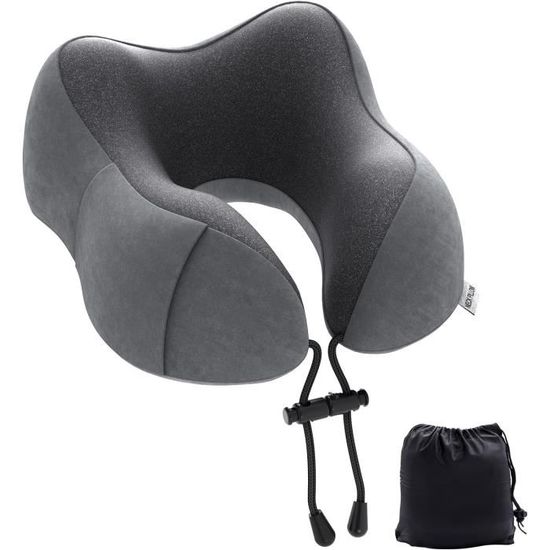 Coussin Nuque Soie Mémoire Forme - Pour Voiture, Bureau | Similicuir | Couleurs Beige, Noir, Gris, Marron