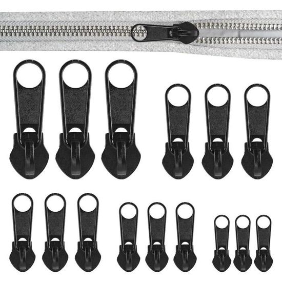 Kit de Réparation de Fermeture Éclair 15 Pcs Curseur Fermeture Éclair