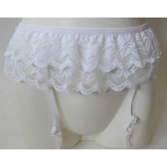 Porte-jarretelle en dentelle élastique pour femme - D-17x4cm - Blanc