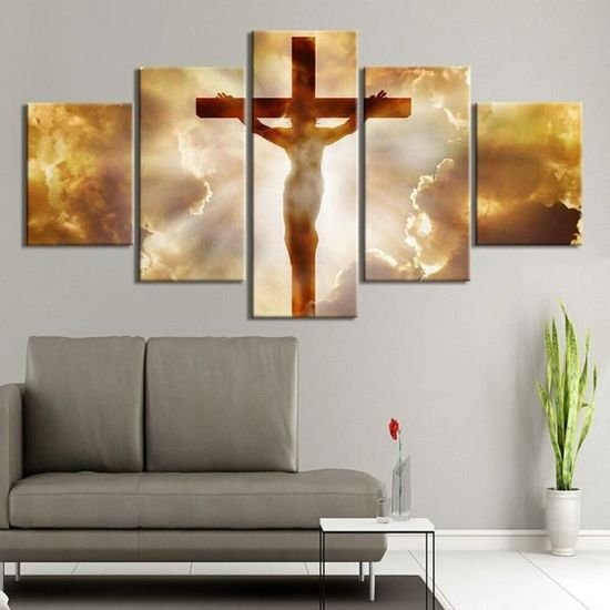 Tableau Toile « Jésus Crucifixion » - Art Chrétien Mural, Décoration Religieuse Pour La Maison, Neuf