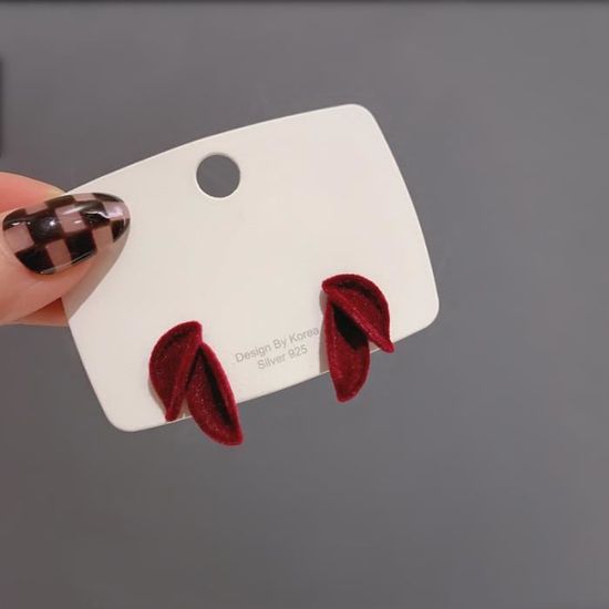 Boucles D'oreilles En Alliage Rouge Vin Avec Noeud - Style Mignon, Cadeau Anniversaire Ou Saint-Valentin
