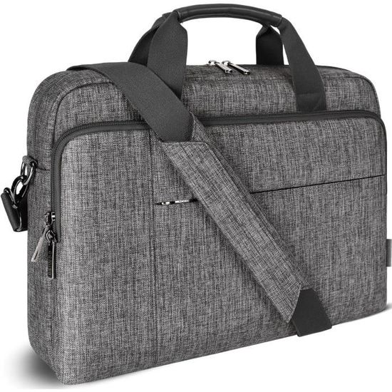 DOMISO Sacoche Ordinateur 15.6" Imperméable Menthe Verte – Protection Matelassée, Bandoulière Réglable, Poches Avant, Style Élégant