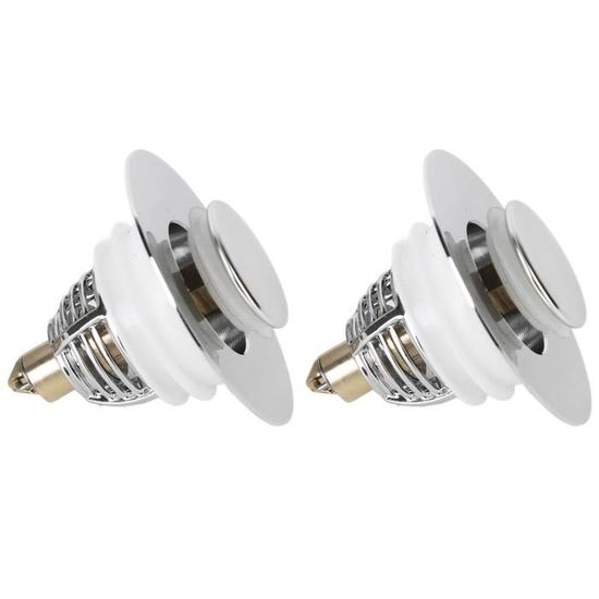 Bouchon Évier 3 En 1 - Pression, Filtre Amovible - Pour Lavabo 25 à 30 Mm - Acier Inoxydable Et Cuivre (Lot De 2)