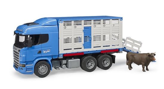 Camion b?�taill?�re Scania R-s?�rie avec animal - BRUDER - Jouet pour enfant de 4 ans et plus 