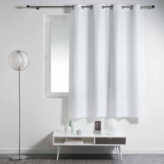 Rideau à Oeillets 140 X 180 Cm Polyester Uni Essentiel Blanc - Douceur D'Intérieur