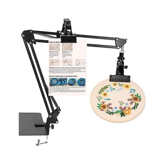 Support Broderie Wiianoxd Métal Noir - Réglable, Rotation 360° - Pour Cerceaux à Broder, Point De Croix