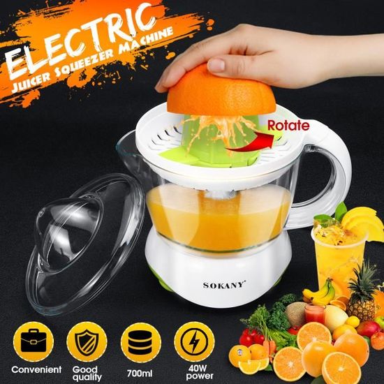 SOKANY Presse-agrumes électrique avec couvercle 0,7L, 45W, machine jus d' orange pour oranges e citrons (noir)33 - Cdiscount Electroménager