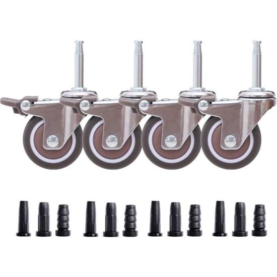 Roulettes Pivotantes KOOEIN - Lot De 4 Avec Frein - Capacité 85 Kg - Diamètres 25/32/38/50 Mm - Pour Meubles, Chariots