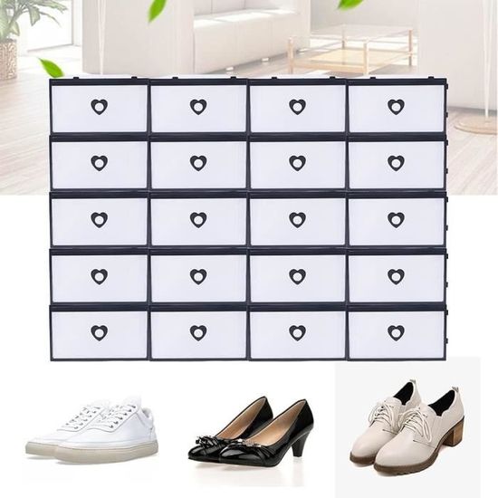 Lot 20 Boîtes à Chaussures Transparentes Empilables - 31x20x11 Cm, Plastique Résistant & Pratique