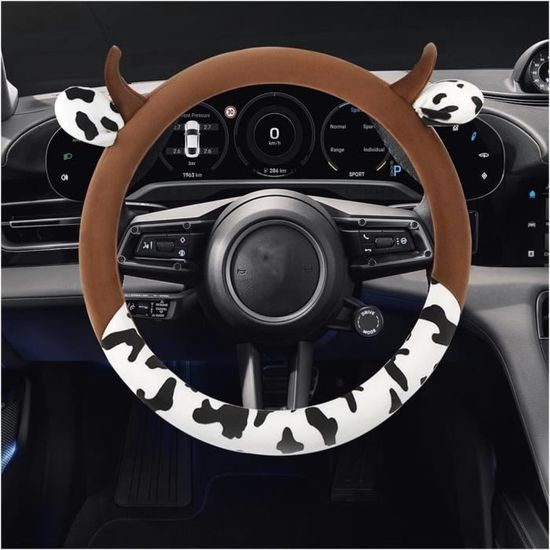 Housse De Volant Universelle 37-38 Cm En Cuir Et Maille - Antidérapante, Respirante, Pour Toutes Saisons - Installation Facile