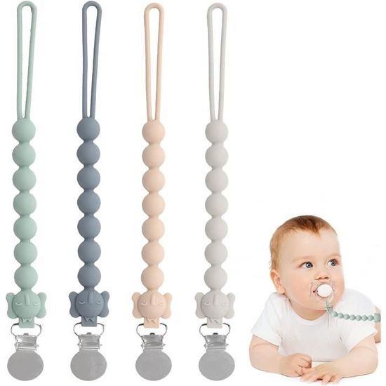 Attache Sucette Attache Tétine TYRY.HU En Silicone - 2 Pièces Sans BPA, Anneau De Dentition Bébé Attache Tétine Bébé