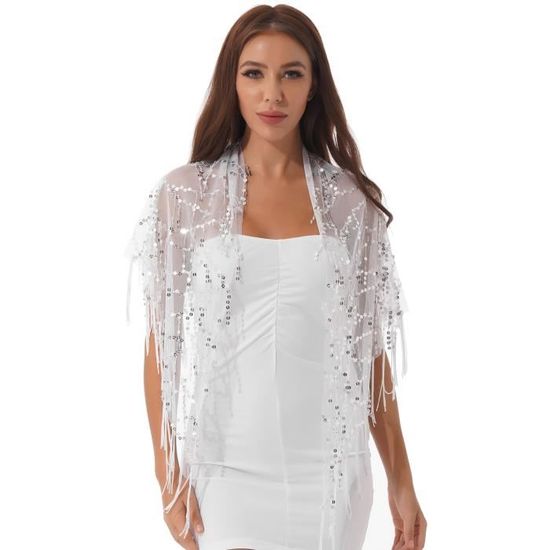 YIZYIF Châle à Paillette Femme Étole Écharpe 1920s Cape Boléro Soirée