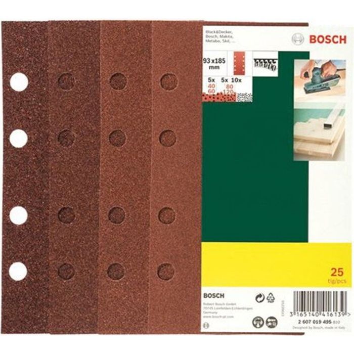 25 disques abrasifs Bosch grain 60 120 93X185mm - vue 3