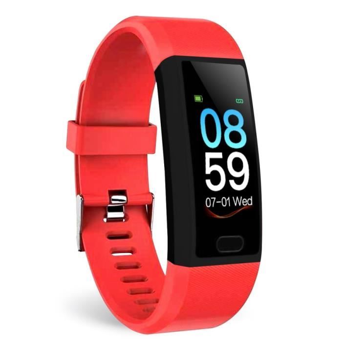 Montre Connectée Rouge Femme Homme Écran Couleur 1.14- Imperméable Remise En Forme Tactile Monopoint Tracker Bracelet -MAX