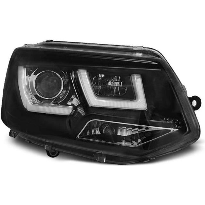 Paire de feux phares VW T5 10-15 U-Type DRL led noir (WL2)
