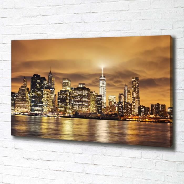 Tulup 100x70 cm art mural - Tableau sur toile:- Spectacles architecture - Manhattan New York - Jaune