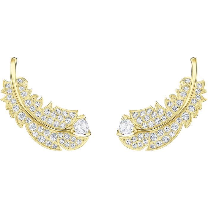 BOUCLE D OREILLE Swarovski Boucles D'Oreilles Clous Nice, Blanc, Métal Doré326