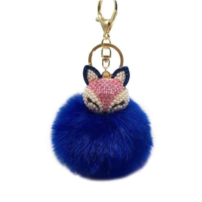 BH Porte Clef Pompon Renard Porte Clef Pendentif Ponpon Porte Cle pour Femme Sac Porte Cle pour Voiture-Téléph...... - BHSWM824A1538