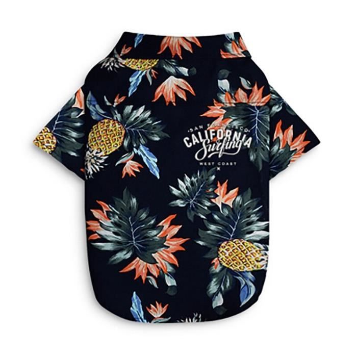 Manteau Blouson,Chemise d'été voyage animal de compagnie Chemise de plage chien imprimé mignon, Hawaii plage ananas - Type L-XXS #A