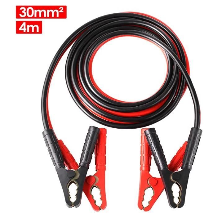 Câble de démarrage de voiture, pince crocodile de batterie de voiture (4M 1000A), adapté pour voiture/camion/moto