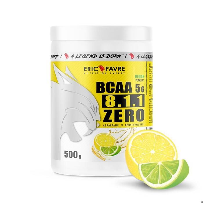 BCAA POUDRE 8.1.1 Zero - Acides Aminés Musculation Vegan 500 Gr - Laboratoire Français Eric Favre (Citron/Citron vert)