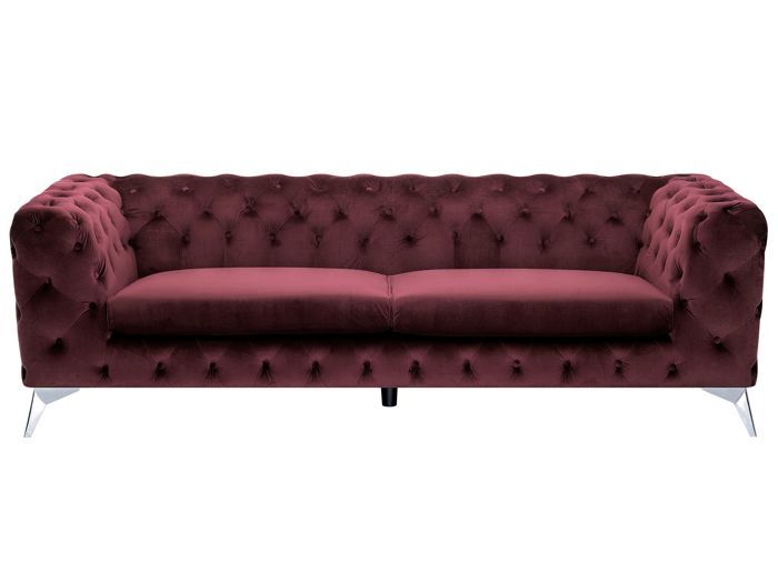Beliani - Canapé Chesterfield en velours rouge bordeaux SOTRA