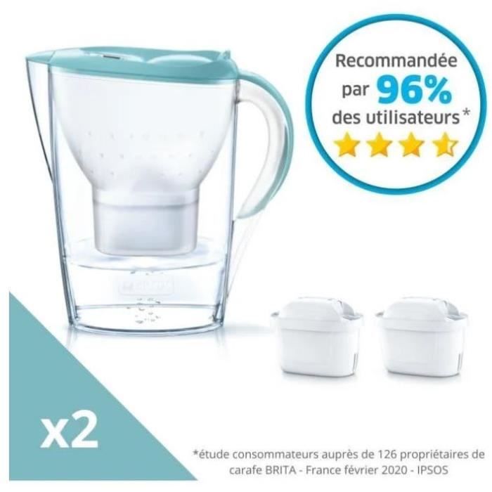 BRITA 1039543 Carafe Filtrante Marella 2 Cartouches Maxtra+-Bleu Pastel