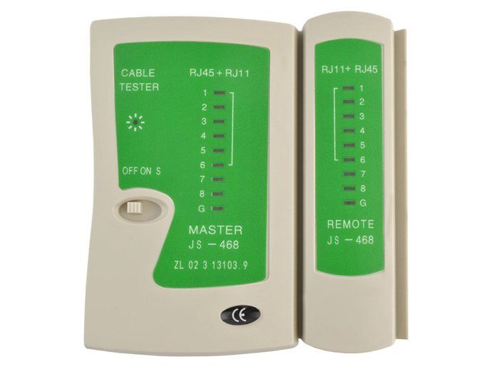 DÉTECTEUR TESTEUR DE CÂBLES RJ45 RJ11 amp bull alimentation : pile 9V amp bull 10,5 x 10,3 x 3 cm amp bull pour tester les