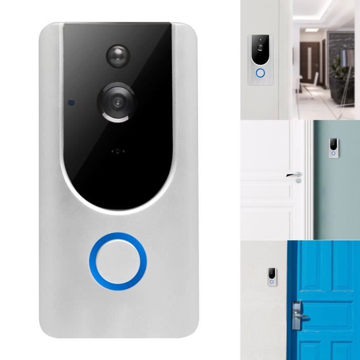 Sonnette Sans Fil Caméra Exterieur 720P HD Vision Wi-Fi Interphone Sécurité du Moniteur Intercom