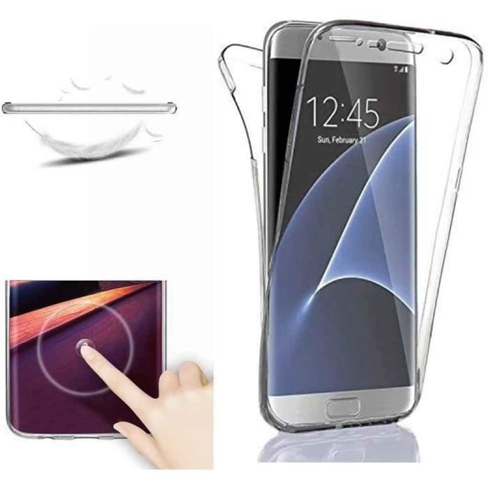 Coque Gel Samsung Galaxy S7 Edge, 360 Degres Protection Integral Anti Choc, Full Body Transparente Ultra-Mince Silicone Coque pour