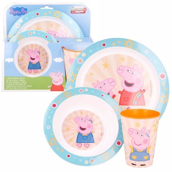 Service Petit-Déjeuner PP - Peppa Pig - 3 Parties - Assiette, Bol & Tasse