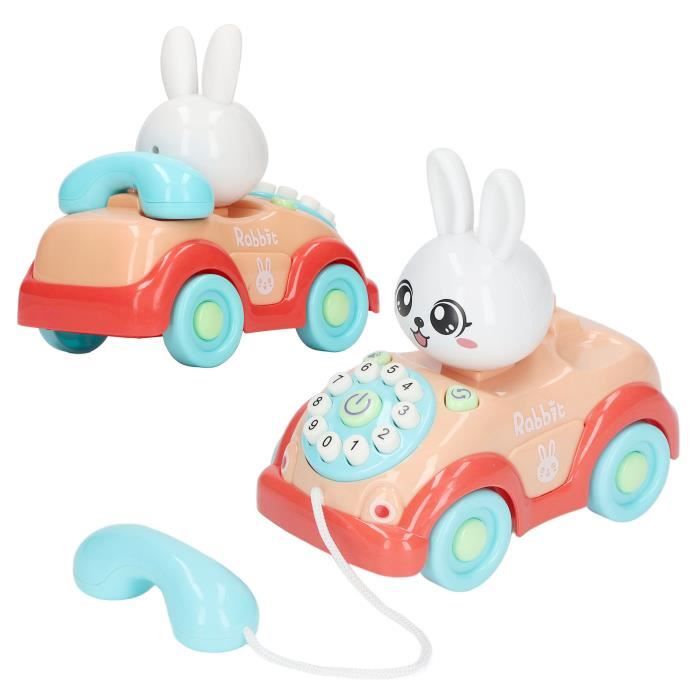 Jouet voiture téléphone pour bébé, lapin cartoon, pour l'éducation précoce Bleu