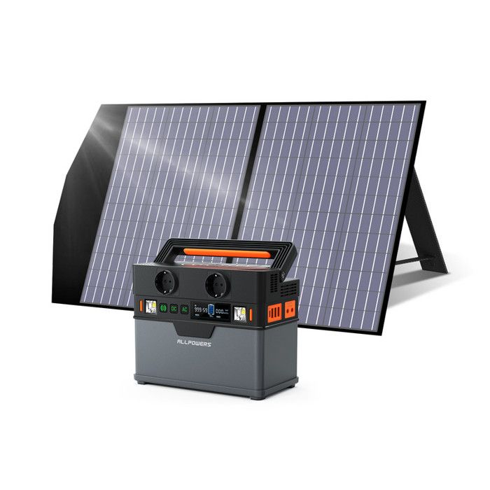 ALLPOWERS Powerstation - Générateur Solaire Portable 288Wh 300W Mémoire de Courant Mobile avec 1 Panneau Solaire de 100 W
