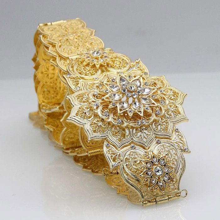 Ceinture Marocaine Pour Femme Avec Cristaux - Chaîne De Taille Réglable Jusqu'à 104 Cm, Style Ethnique, Pour Fête Et Mariage - 2