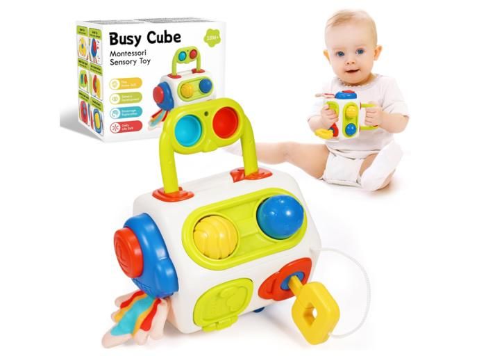 Cube D’Activité 9-en-1 Pour Bébé – Jouet Sensoriel Montessori 6-18 Mois – Motricité Fine – Couleurs Vives – ABS Sécurisé