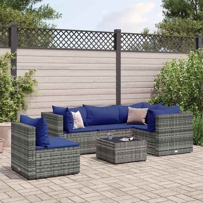 Salon de jardin vidaXL 6 pcs Résine tressée - vue 4