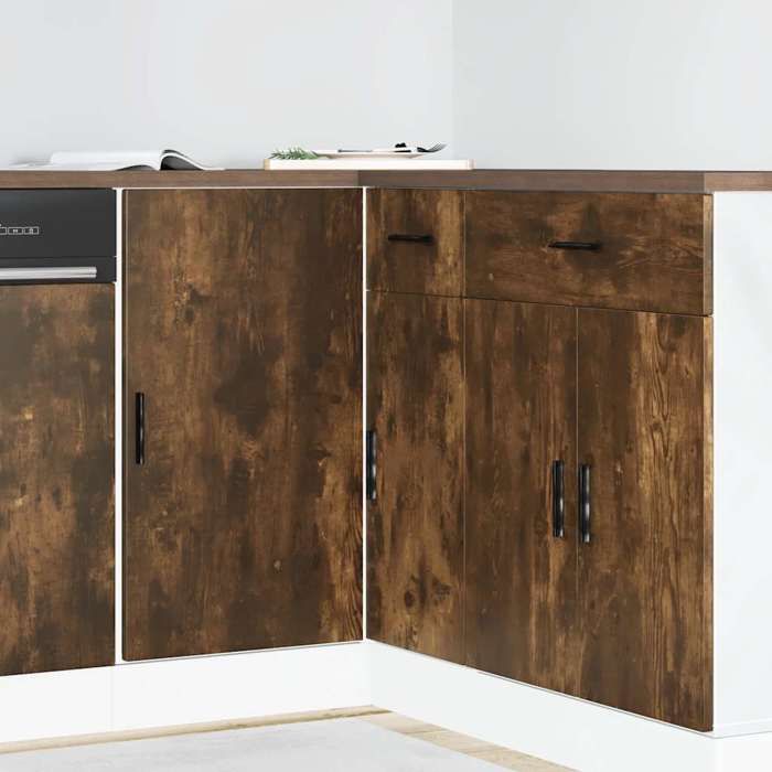 vidaXL Meuble sous évier Lyon Chêne fumé Bois dingénierie 854293
