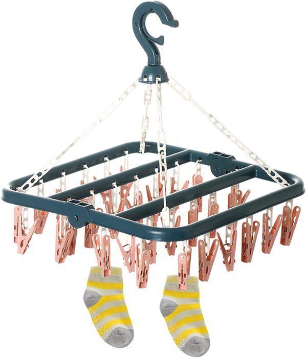 Support Chaussettes Etendoir avec 32 Pinces pour Durable Pinces à Linge en Plastique pour Intérieur Et Extérieurc