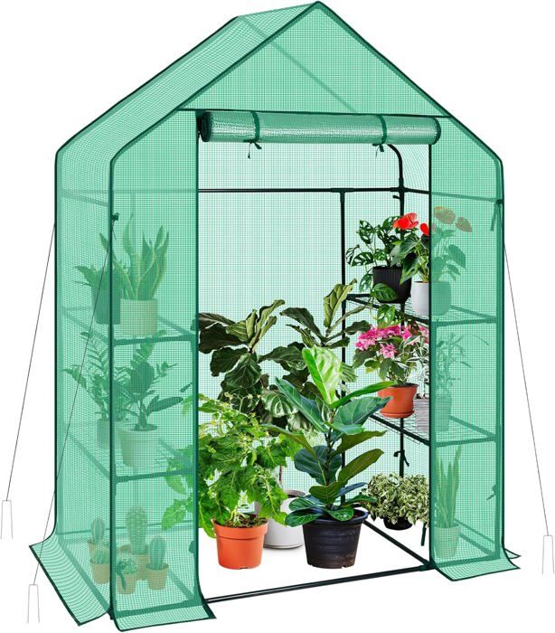 Mini Serre De Jardin Outsunny Avec 2 étagères Métal Et Couverture PE - 69x49x91cm - Parfaite Pour Balcon Et Petits Espaces