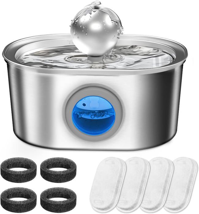 Meilleurs prix pour Fontaine A Eau Chat Inox 32L Distributeur Eau En Acier Inoxydable Pompe Silencieuse Fenêtre Transparente Multi-Filtration