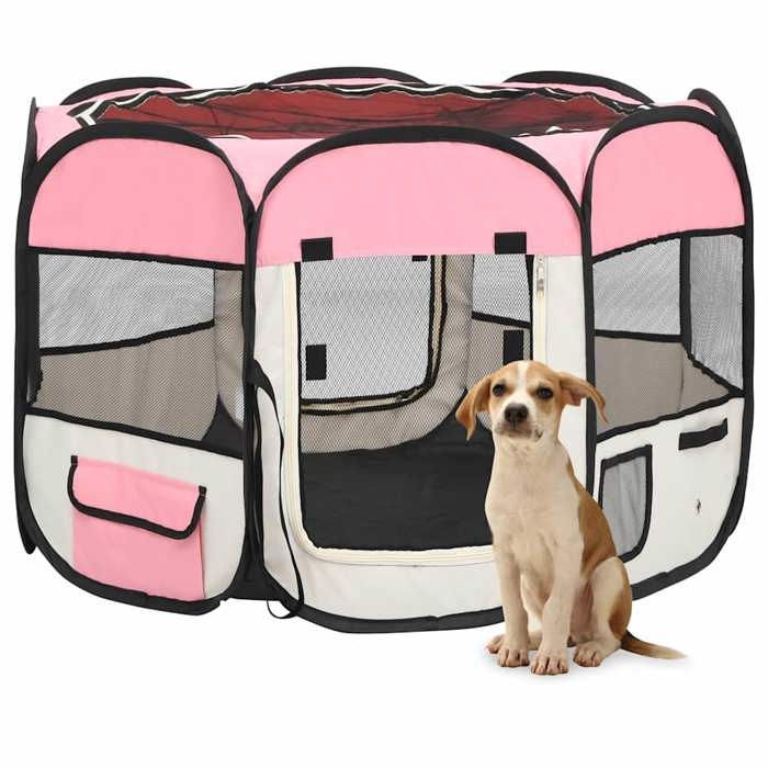 Comparer les prix de Lemon Cage pour animaux de compagnieVIDAXLChenil Parc pour chiens pliable avec sac de transport Rose 90x90x58 cm CCL58431586