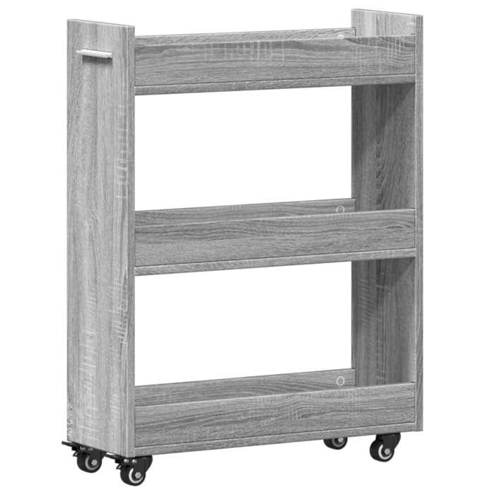 Armoire avec roues - mango - sonoma gris - 60x22x79 cm - bois dingénierie M2006