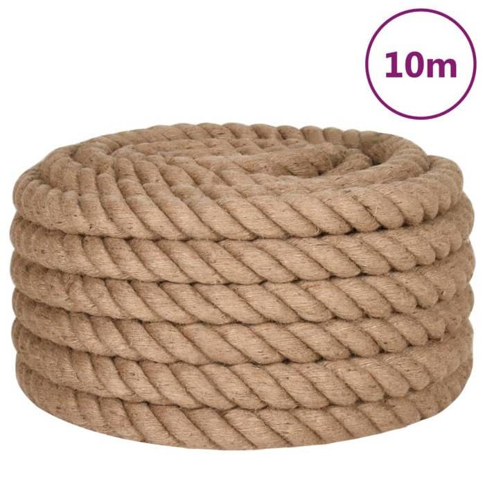 Corde De Jute 10 Mm X 10 M - Corde Balançoire 4 Brins Naturelle Pour Jardin, Hamac, Décoration Et Travaux