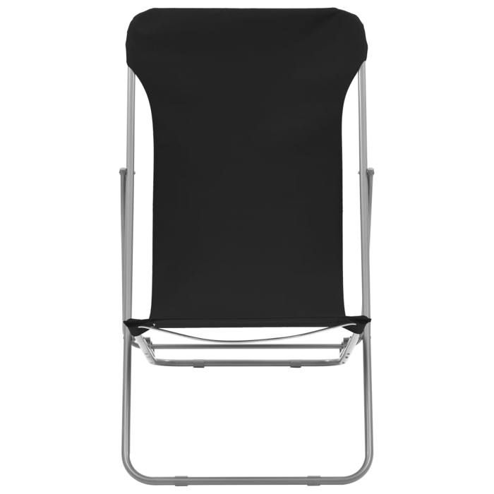 SWEETY Chaises de plage pliables lot de 2 Acier et tissu oxford Noir - anticorrosion - 7.4kg CJ2251